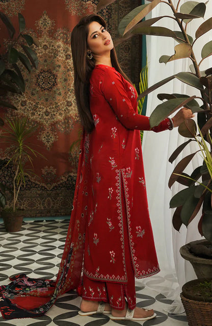 SERAN-3PC LAWN EMBROIDERED SHIRT WITH MONARK PRINT DUPATTA & EMB TROUSER-KUN-3646