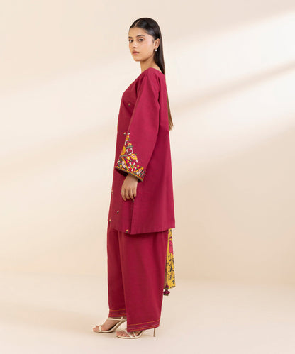 SAPPHIRE-3PC LAWN EMBROIDERED SHIRT WITH MONARK PRINT DUPATTA AND TROUSER-KUN-3607