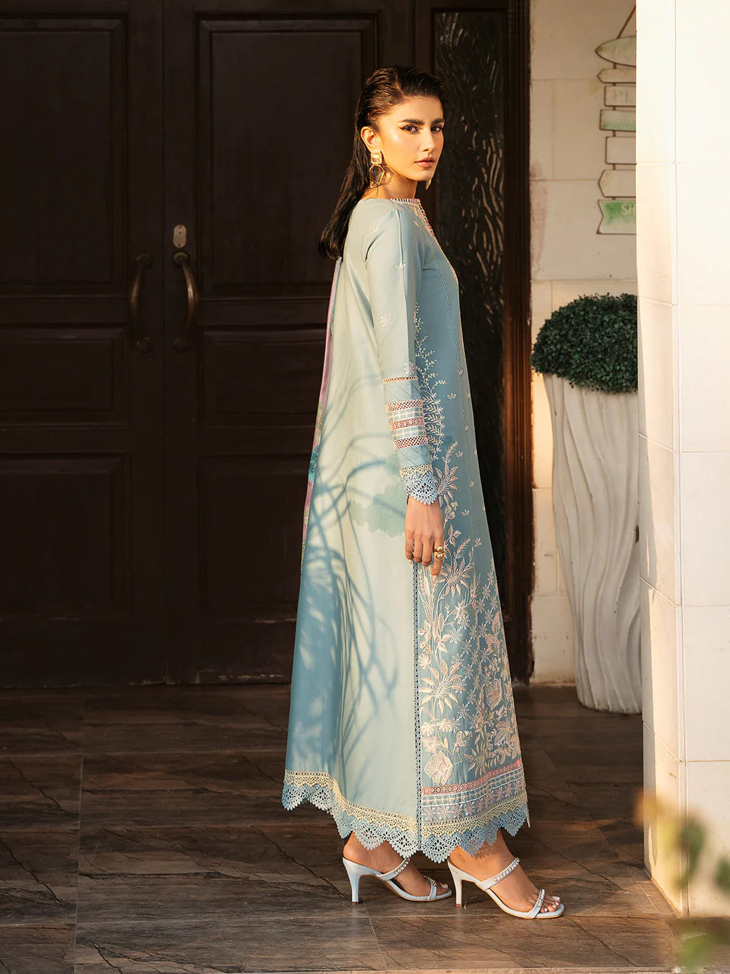 BIN ILYAS-3PC DHANAK SEQUENCE EMBROIDERED SUIT-KUN-4122