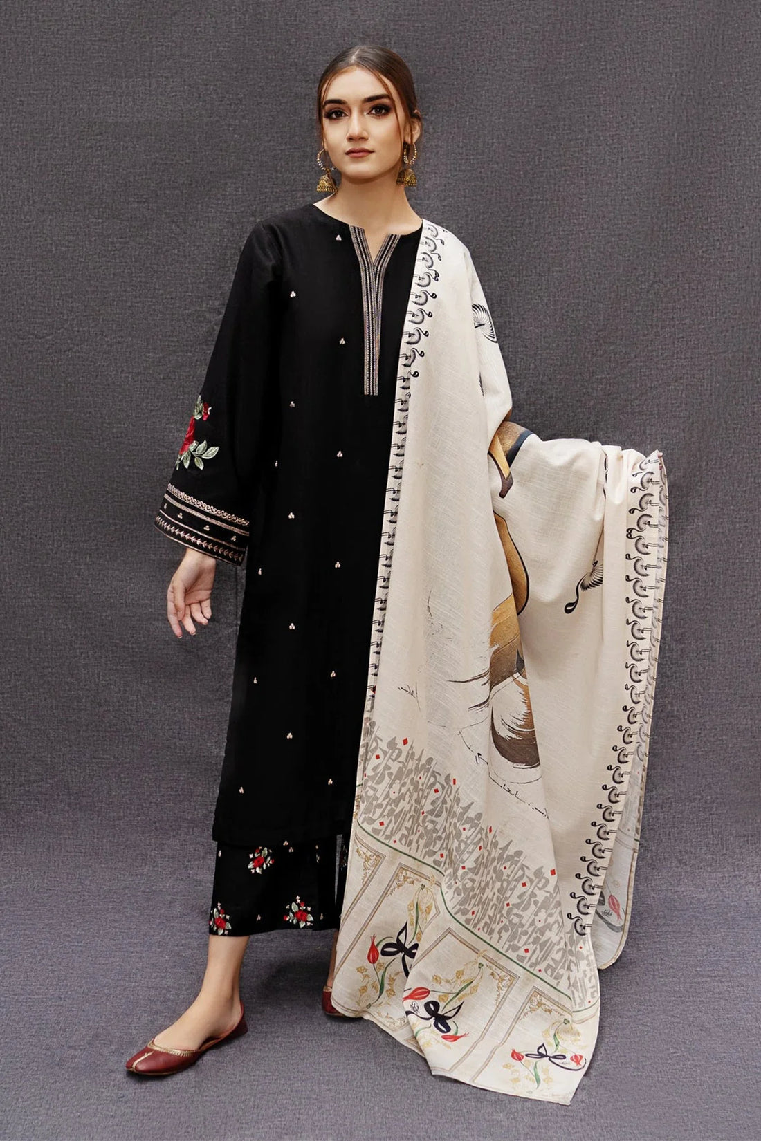 URGE - 3PC LAWN EMBROIDERED SHIRT WITH MONARK PRINT DUPATTA AND TROUSER-BIC-3516