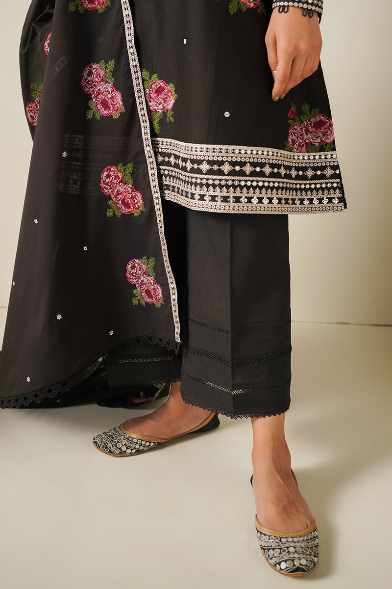 CROSS STITCH - 3PC LAWN EMBROIDERED SHIRT WITH CHIFFON EMBROIDERED DUPATTA AND TROUSER-KUN-2877