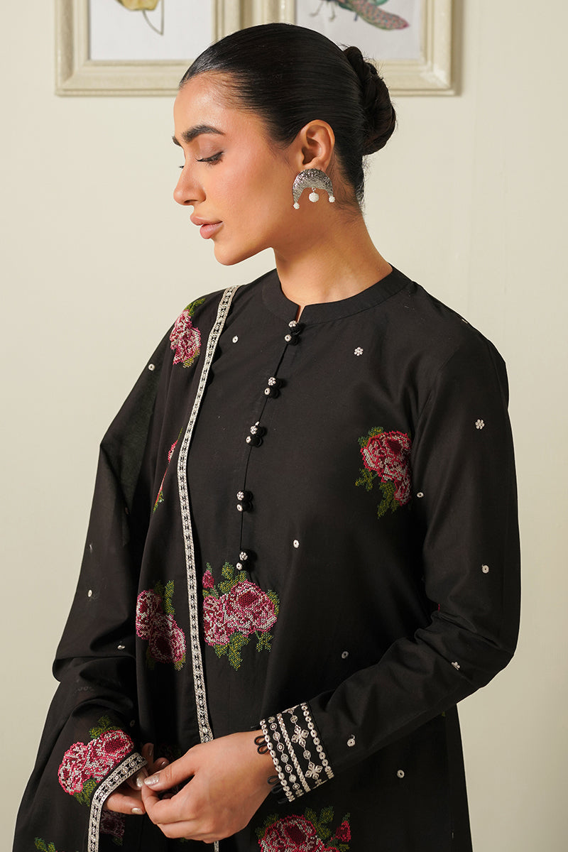 CROSS STITCH - 3PC LAWN EMBROIDERED SHIRT WITH CHIFFON EMBROIDERED DUPATTA AND TROUSER-KUN-2877