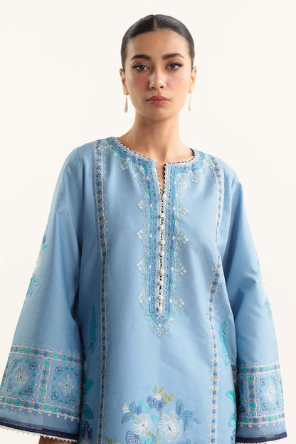 ZAHRA SHAHJAHAN- 3PC LAWN EMBROIDERED SHIRT WITH DIAMOND PRINT DUPATTA-KUN-2856