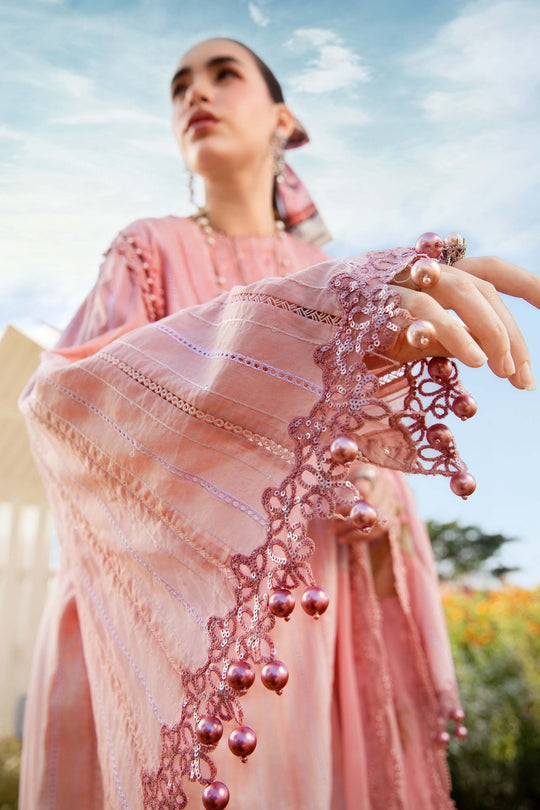 MARIA.B-3PC LAWN PRINTED EMB SHIRT WITH CHIFFON PRINT DUPATTA AND PRINT TROUSER-KUN-2512