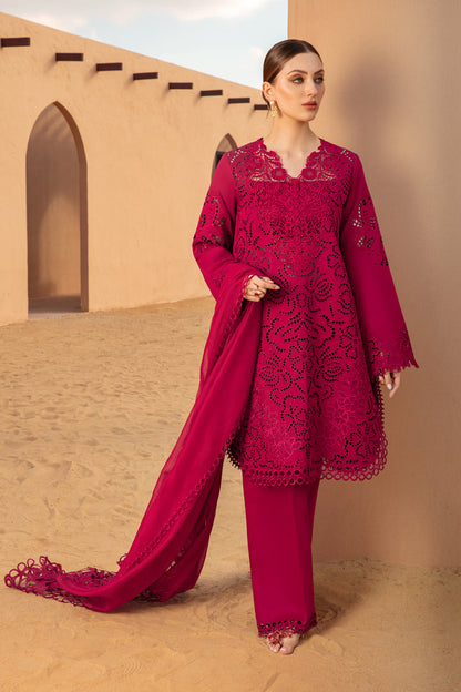 RANG RASIYA-CHIKAN KARI 3PC EMBROIDERED LAWN SHIRT WITH ORGANZA EMBROIDERED DUPATTA AND TROUSER -KUN-2885