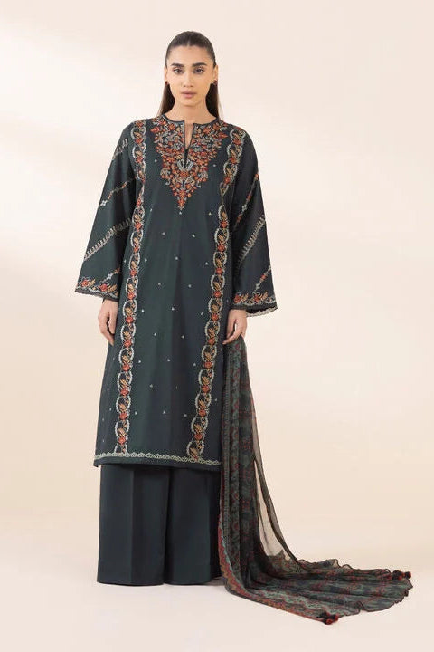 SAPPHIRE-3PC LAWN EMBROIDERED SHIRT WITH MONARK PRINT DUAPATTA AND TROUSER-KUN-3651