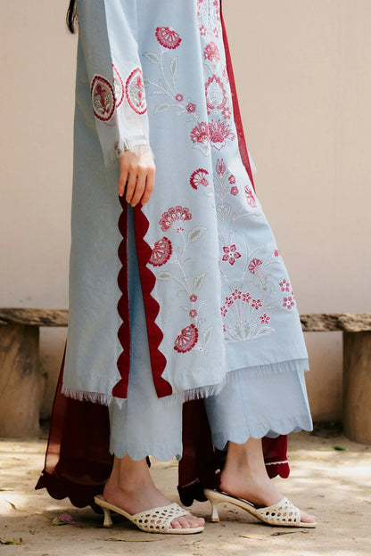 ZAHRA SHAHJAHAN-3PC DHANAK EMBROIDERED SUIT-KUN-4215