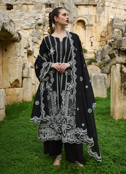 IMAGE-3PC LAWN EMBROIDERED SHIRT WITH CHIFFON EMBROIDERED DUPATTA AND TROUSER-KUN-3759