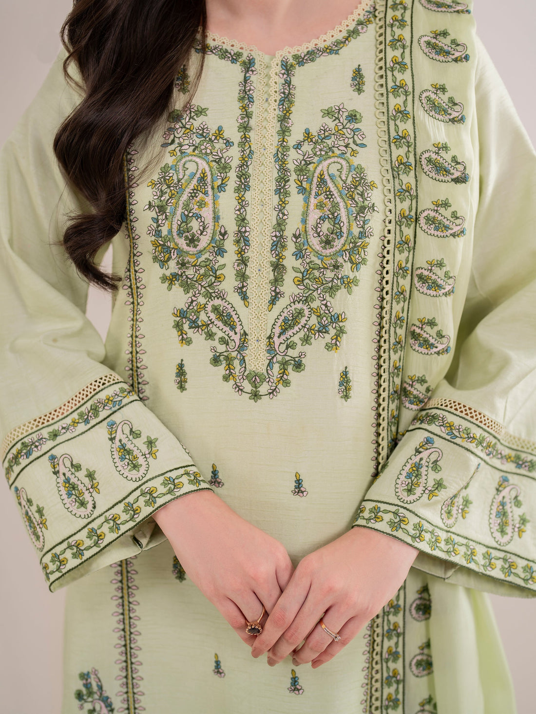 GARNET-3PC LAWN EMBROIDERED SHIRT WITH LAWN EMBROIDERED DUPATTA AND LAWN TROUSER-KUN-3565