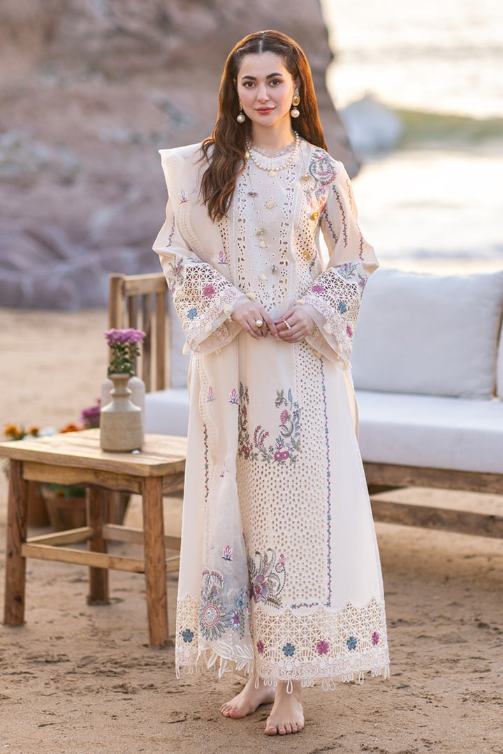 QALAMQAR- 3PC CHIKENKARI LAWN EMBROIDERED WITH ORGANZA HEAVY EMBROIDERED READY TO WEAR DUPATTA -KUN -2714