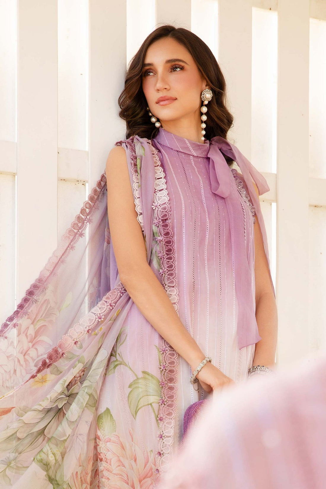 MARIA.B-3PC LAWN PRINTED EMB SHIRT WITH CHIFFON PRINT DUPATTA AND PRINT TROUSER-KUN-2511