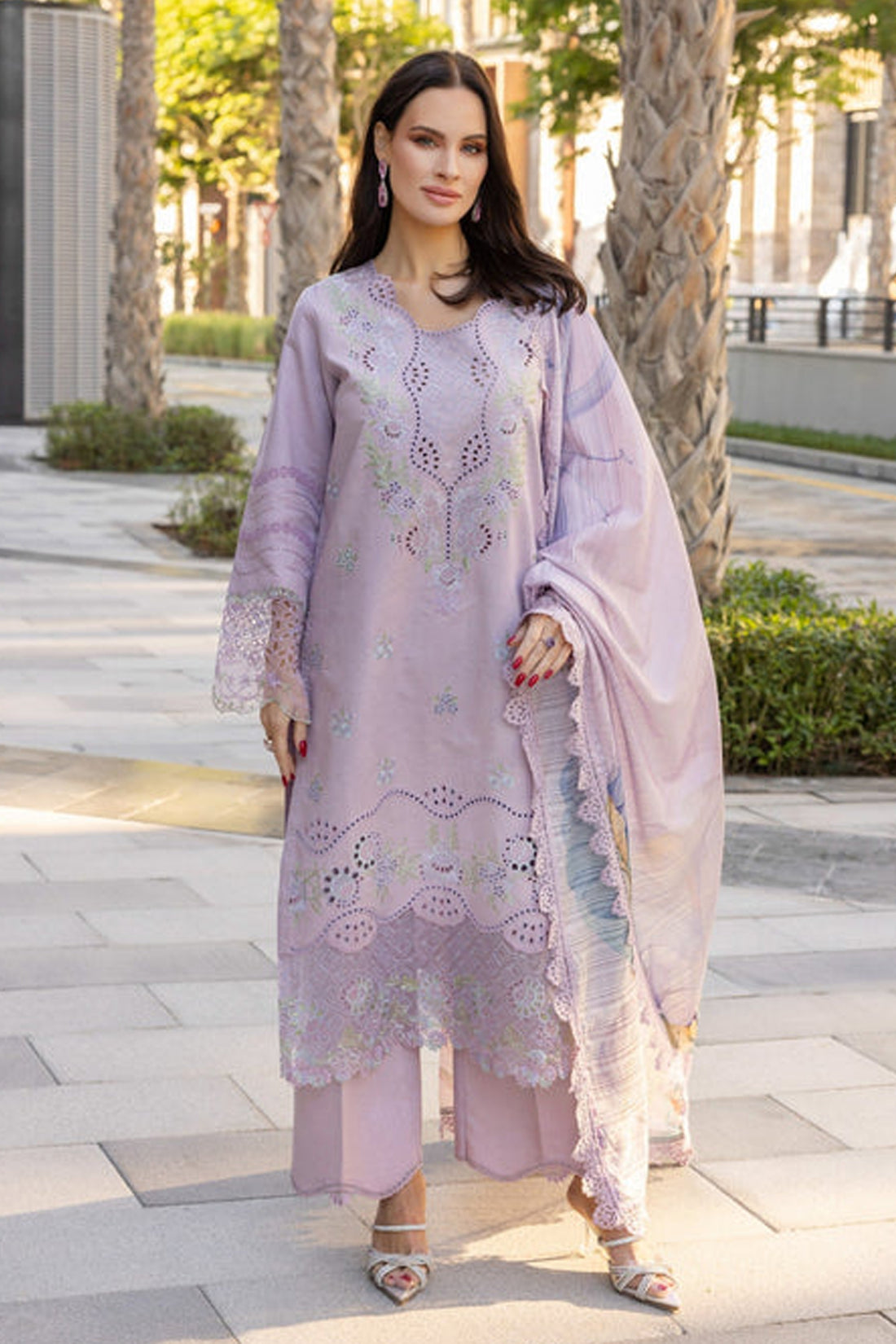 RANG RASIYA-3PC LAWN EMBROIDERED SHIRT WITH MONARK PRINT DUPATTA AND TROUSER-KUN-3706
