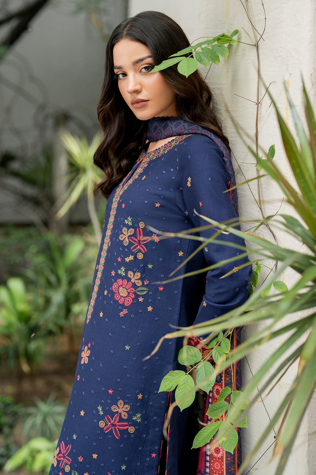 JAZMIN-3PC LAWN EMBROIDRED SHIRT WITH MONARK PRINT DUPATTA AND TROUSER-KUN-3561