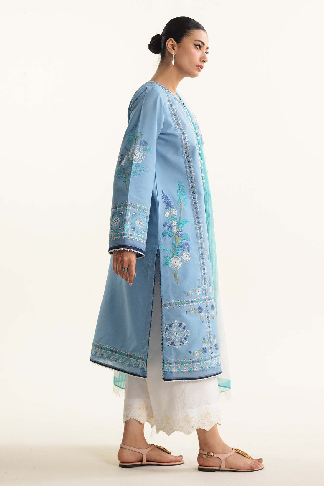 ZAHRA SHAHJAHAN- 3PC LAWN EMBROIDERED SHIRT WITH DIAMOND PRINT DUPATTA-KUN-2856