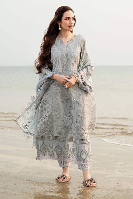 NUREH-3PC DHANAK LASER WORK EMBROIDERED SUIT- KUN-4244