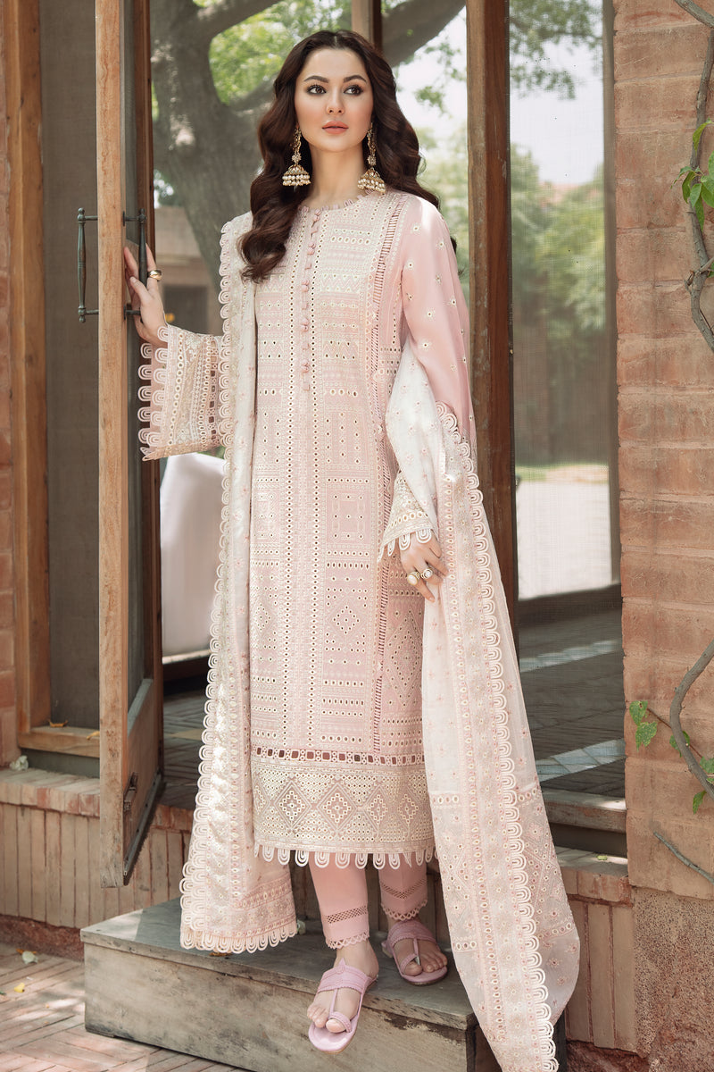 JAZMIN-3PC LAWN LASERCUT EMBROIDERED SHIRT WITH MONARK EMBROIDERED DUPATTA AND TROUSER KUN-3702