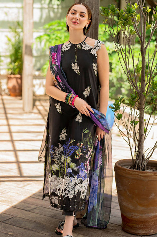ASIFA NABEEL-3PC LAWN PRINT EMBROIDERED SHIRT WITH CHIFFON PRINT DUPATTA AND PRINT TROUSER-KUN-2515