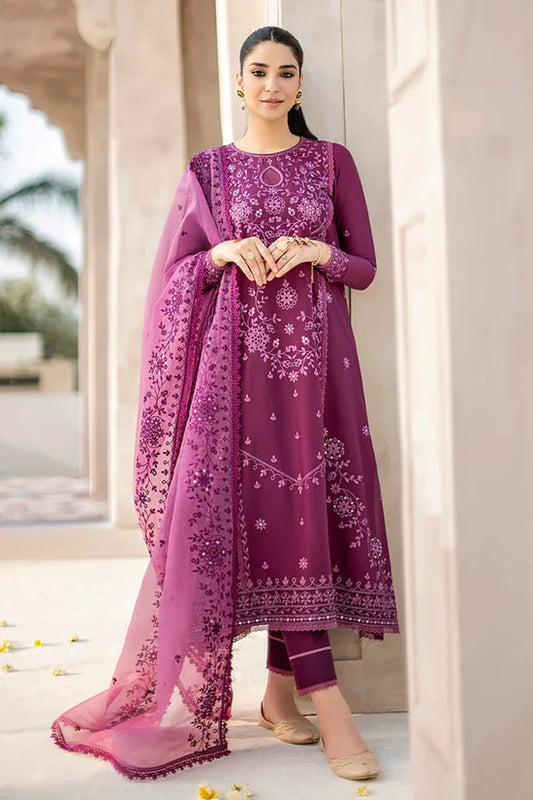 ASIM JOFA-3PC DHANAK EMBROIDERED SUIT-KUN-4044