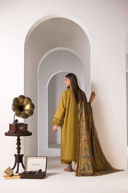 SOBIA NAZIR- 3PC DHANAK EMBROIDERED SHIRT WITH WOOL PRINT SHAWL AND TROUSER-KUN-1001