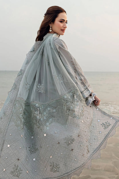 NUREH-3PC DHANAK LASER WORK EMBROIDERED SUIT- KUN-4244