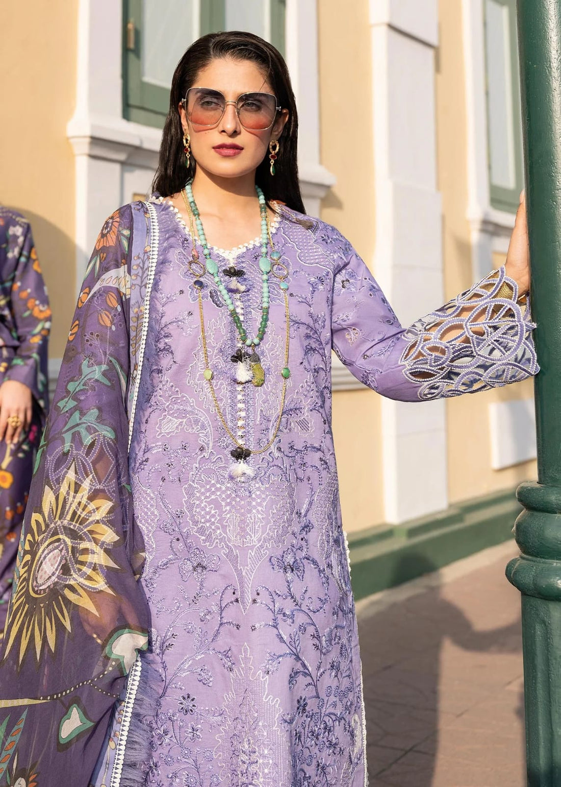 MUSHQ-3PC LAWN EMBROIDERED SHIRT WITH MONARK PRINTED DUPATTA & TROUSER-KUN-3201