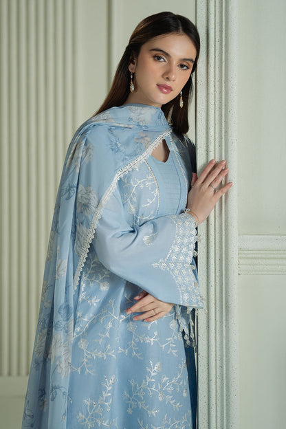 CROSS STITCH-3PC LAWN EMBROIDERED SHIRT WITH MONARK PRINTED DUPATTA AND TROUSER-KUN-3664