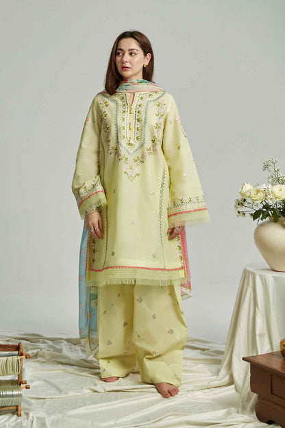 ZARASHAHJAHAN-3PC LAWN EMBROIDERED SHIRT WITH MONARK PRINT DUPATTA & EMB TROUSER-KUN-3519