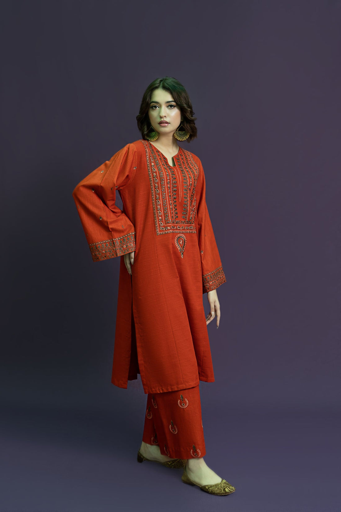 URGE-2PC LAWN EMBROIDRED SHIRT WITH AND EMBROIDRED TROUSER-KUN-1006