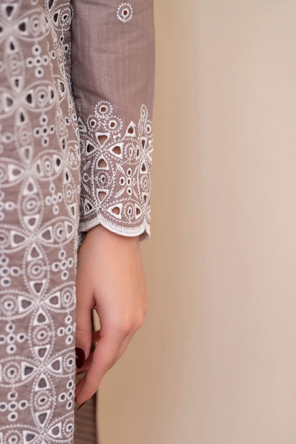 MIRAKHI-3PC LAWN CHIKENKARI EMBROIDERED SHIRT WITH LAWN TUBE SLUB DUPATTA-KUN-SKIN