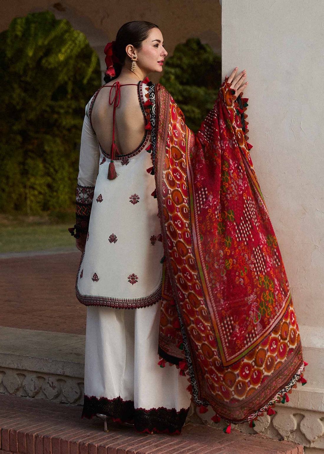 HUSSAIN REHAR- 3PC LAWN EMBROIDERED SHIRT WITH MONARK PRINT DUPATTA & TROUSER-KUN -3602