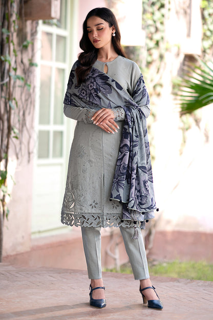 JAZMIN-3PC LAWN EMBROIDRED SHIRT WITH MONARK PRINT DUPATTA AND TROUSER-KUN-3320