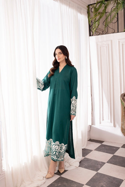 Asim Jofa-Lawn 3pc Embroidered Shirt With Bamber Chiffon Dupatta & Trouser-KUN-3577