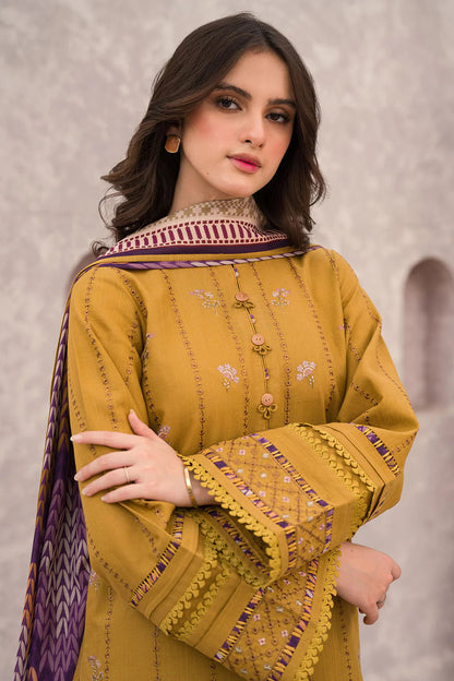 JAZMIN-3PC-LAWN EMBROIDERED SHIRT WITH MANNAR PRINT DUPATTA AND TROUSER-KUN-3509