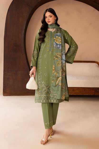 BATIK-3PC LAWN EMBROIDERED SHIRT WITH MONARK PRINT DUPATTA AND EMB TROUSER-KUN-3700