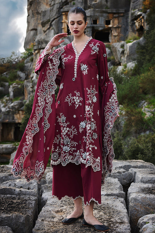 IMAGE-3PC LAWN EMBROIDERED SHIRT WITH MONARK EMBROIDERED DUAPATTA AND TROUSER-KUN-3715