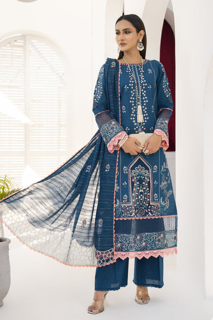 KUN-3PC LAWN EMBROIDERED SHIRT WITH LAWN EMBROIDERED READY TO WEAR DUPATTA-BIC-65