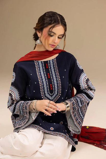 JAZMIN-3PC DHANAK EMBROIDERED SUIT KUN-4080