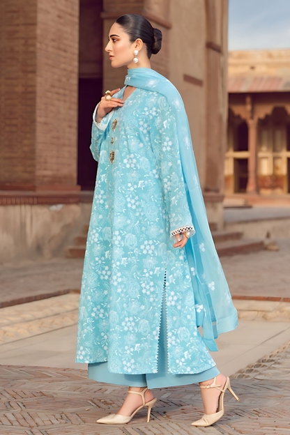 MARIA.B-3PC LAWN EMBROIDERED SHIRT WITH CHIFFON EMBROIDERED DUPATTA AND TROUSER-KUN-3644