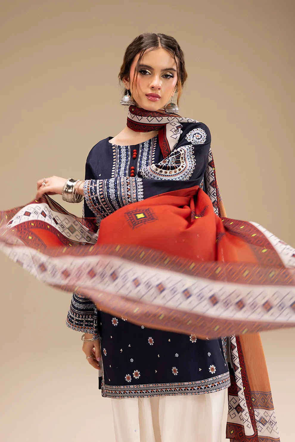 JAZMIN-3PC DHANAK EMBROIDERED SUIT KUN-4080