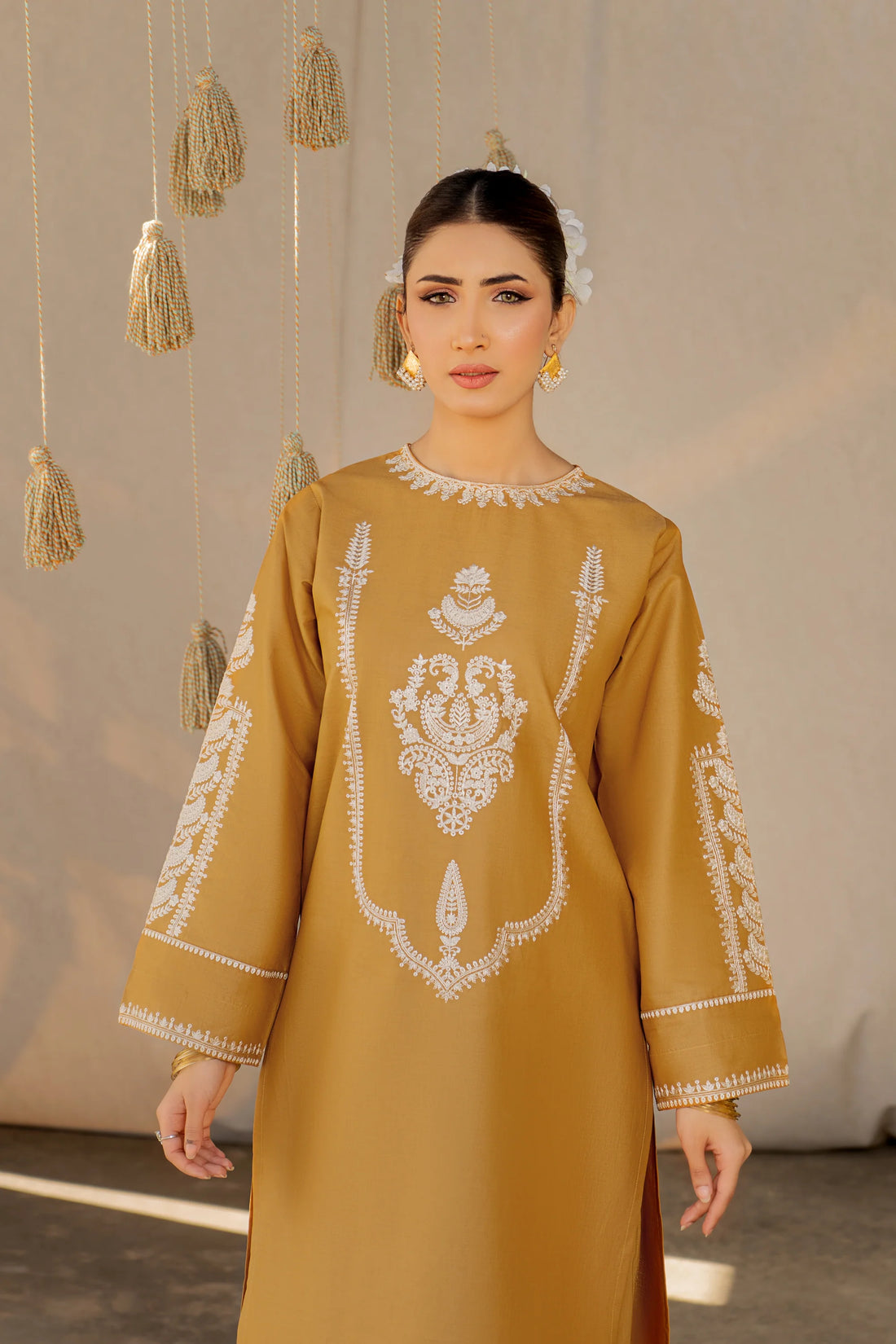 URGE- 2PC LAWN HEAVY EMBROIDERED SHIRT EMBROIDERED SLEEVES AND TROUSER -KUN -2954