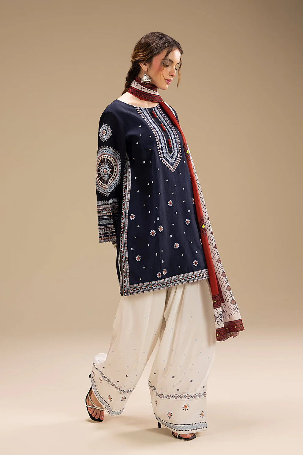 JAZMIN-3PC DHANAK EMBROIDERED SUIT KUN-4080