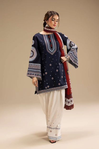 JAZMIN-3PC DHANAK EMBROIDERED SUIT KUN-4080