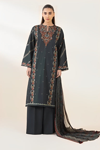 SAPPHIRE-3PC LAWN EMBROIDERED SHIRT WITH MONARK PRINT DUAPATTA AND TROUSER-KUN-3651