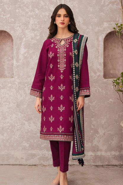 JAZMIN 3PC LAWN EMBROIDERED SHIRT WITH MONARK PRINT DUAPATTA-KUN- 3505