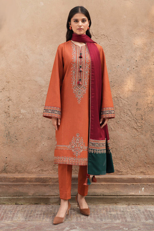 JAZMIN-3PC LAWN EMBROIDERED SHIRT WITH MONARK PRINTED DUPATTA & TROUSER-KUN-2219