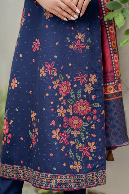 JAZMIN-3PC LAWN EMBROIDRED SHIRT WITH MONARK PRINT DUPATTA AND TROUSER-KUN-3561