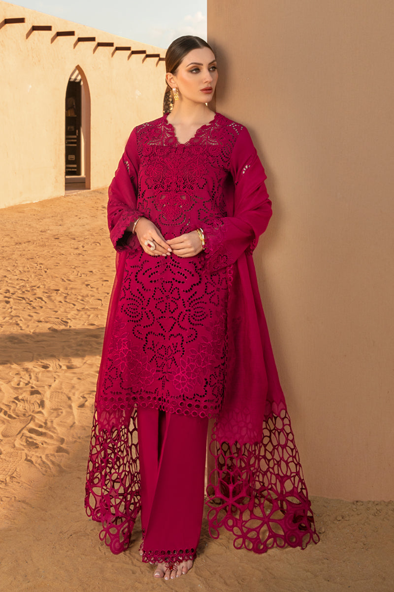 RANG RASIYA-CHIKAN KARI 3PC EMBROIDERED LAWN SHIRT WITH ORGANZA EMBROIDERED DUPATTA AND TROUSER -KUN-2885