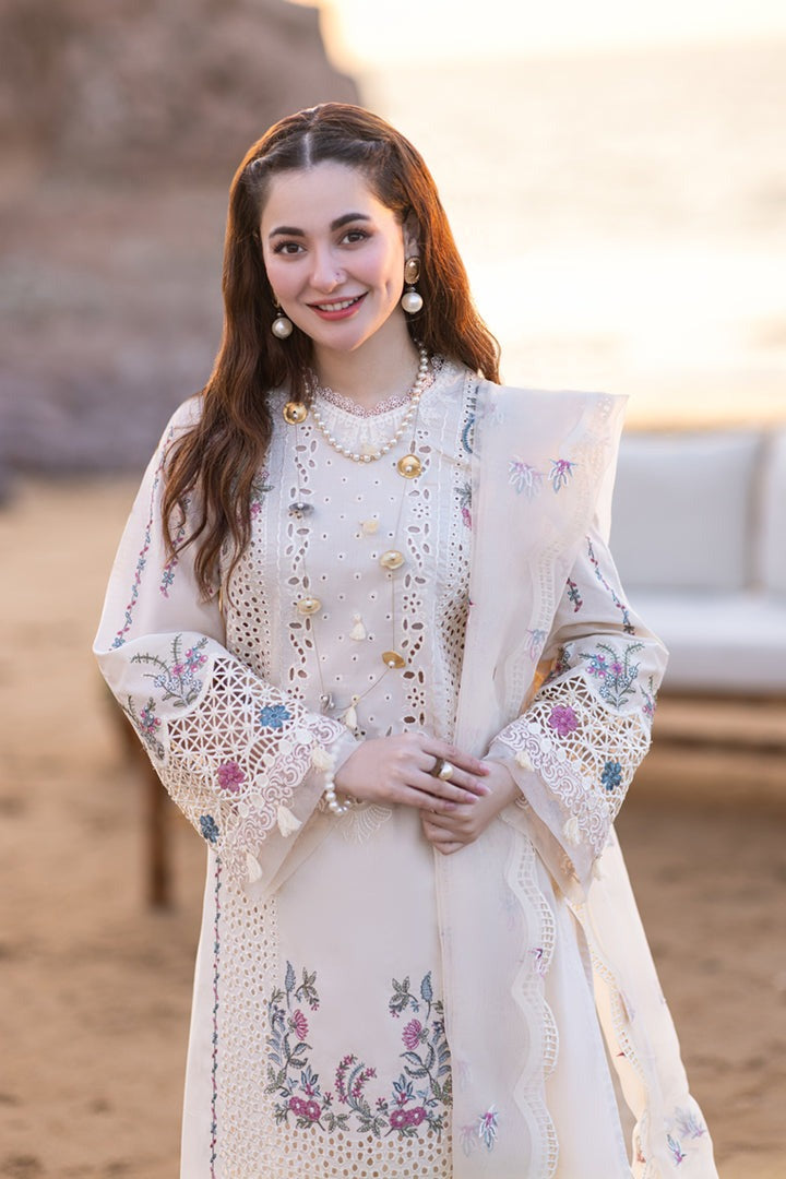 QALAMQAR- 3PC CHIKENKARI LAWN EMBROIDERED WITH ORGANZA HEAVY EMBROIDERED READY TO WEAR DUPATTA -KUN -2714