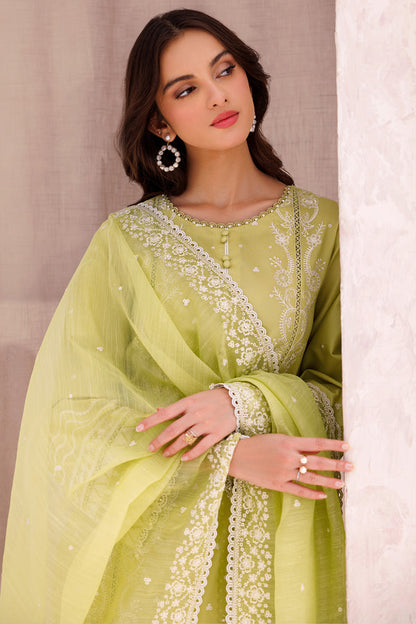 SAPPHIRE-3PC LAWN EMBROIDERED SHIRT WITH ORGANZA EMBROIDERED DUPATTA AND LAWN TROUSER-KUN-3697