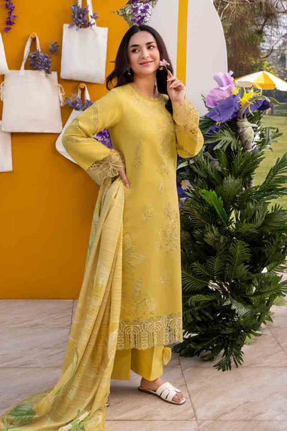 RANG RASIYA-3PC LAWN EMBROIDERED SHIRT WITH MONARK PRINT DUPATTA AND TROUSER-KUN-3701